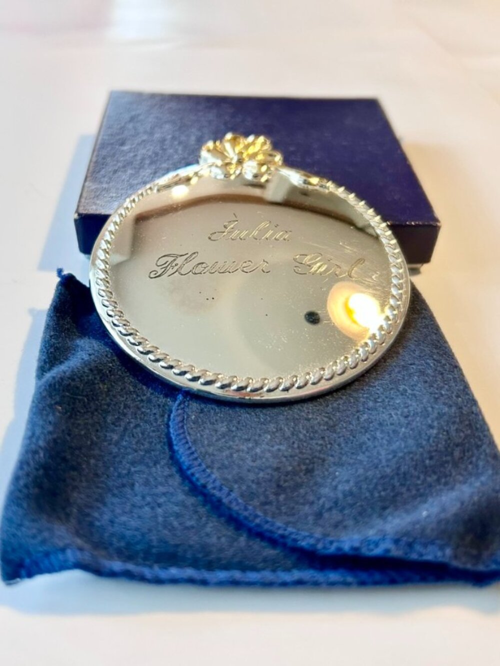 "Julia Flower Girl" Inscription Pocket Mirror